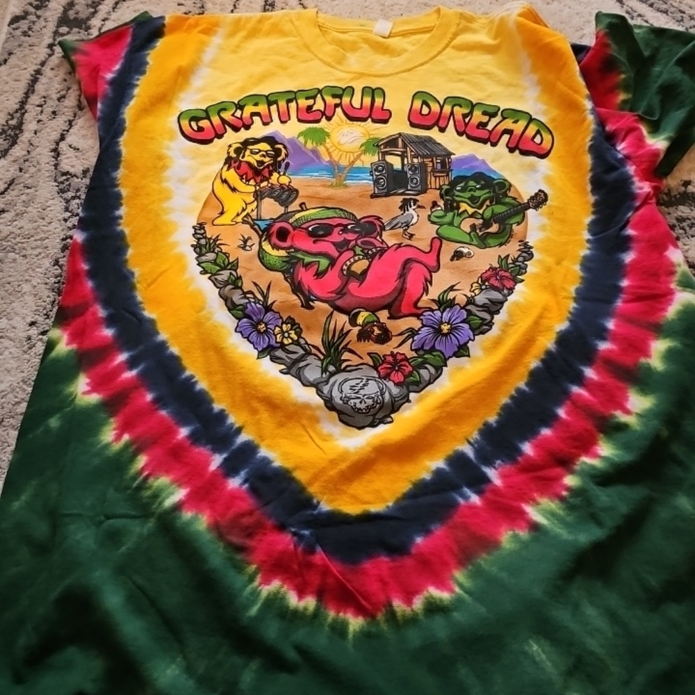 Jamaica Theme Grateful Dread Adult Tie-Dye Graphic Tee
